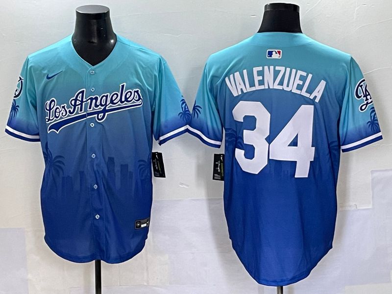 Men 2025 Los Angeles Dodgers #34 Valenzuela Blue Nike MLB Jersey Daoqite style 1->los angeles dodgers->MLB Jersey